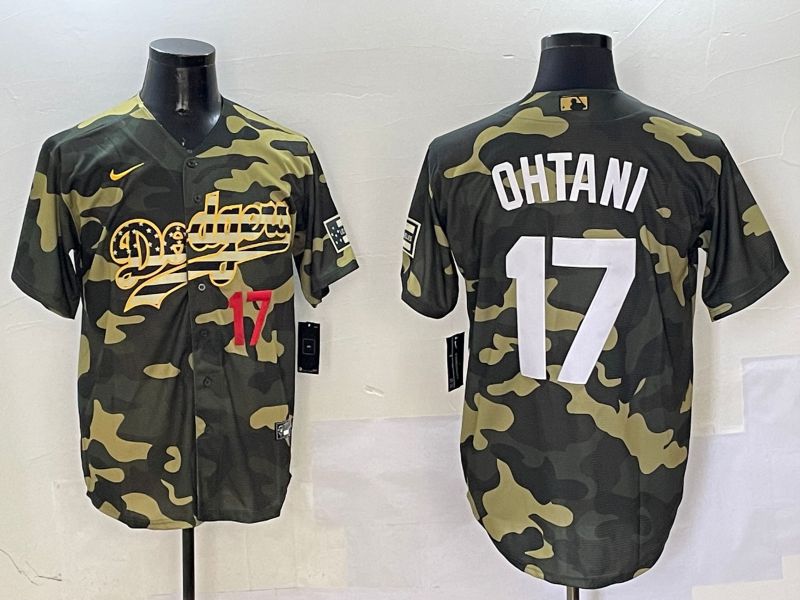 Men Los Angeles Dodgers #17 Ohtani Camo Joint Name 2025 Nike MLB Jersey style 9
